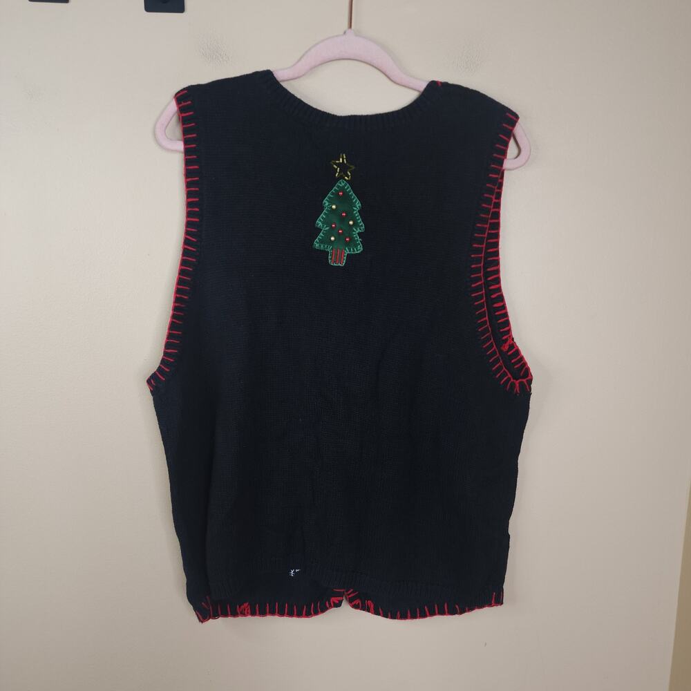Vintage Basic Editions Black Tacky Button Sweater… - image 5